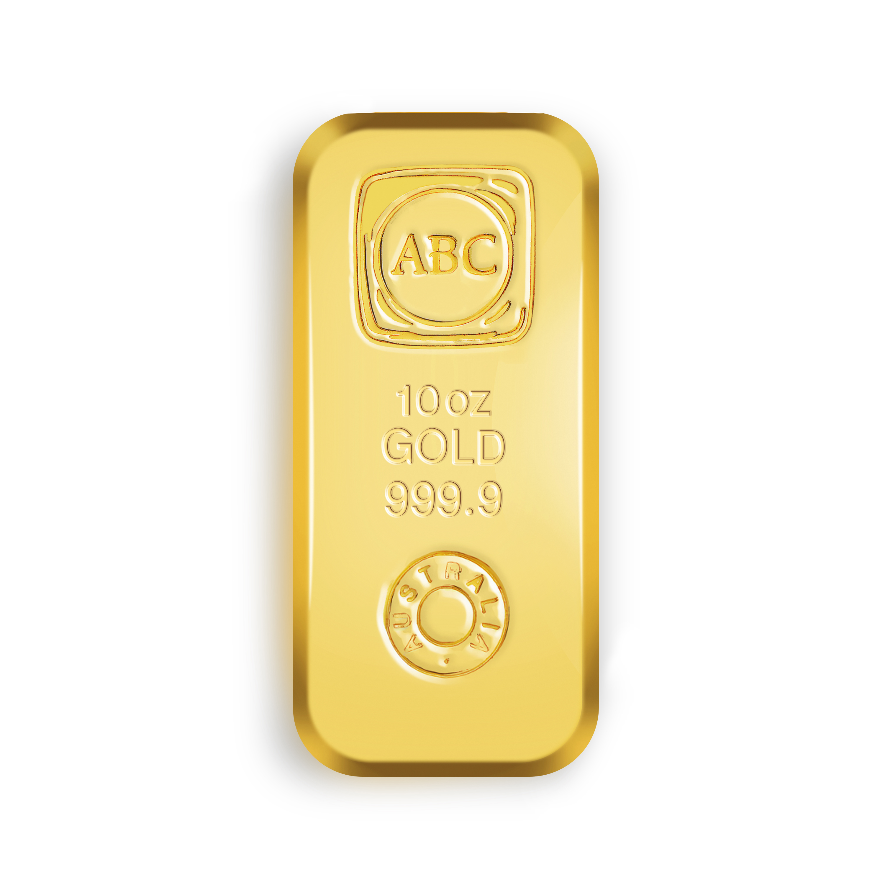 10oz ABC Gold Cast Bar 9999 Gold