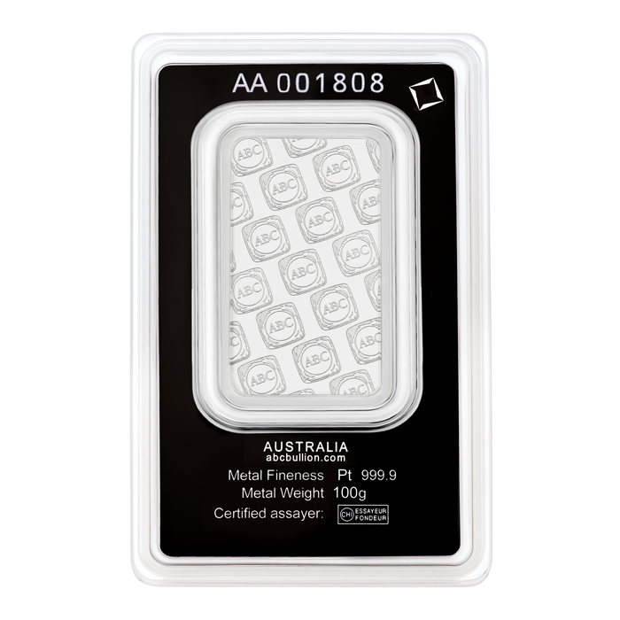 100g ABC Platinum Minted Tablet 999.5 Platinum