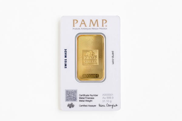 1oz PAMP Suisse Gold Minted bar 9999 Gold