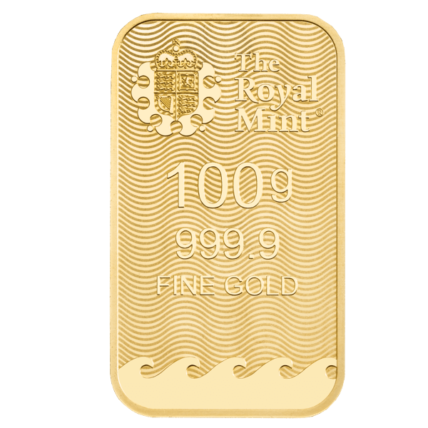 100g Britannia Gold Minted bar 9999 Gold