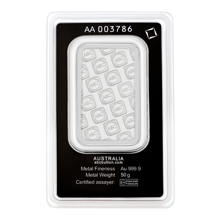 50g ABC Platinum Minted Tablet 999.5 Platinum